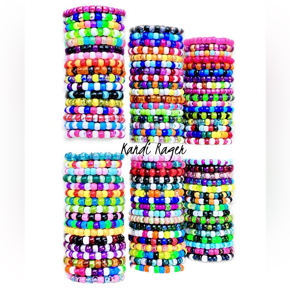 Kandi Stack Bracelets, Pony Beaded, Rave Kandi, Bracelet Bundle, Bracelet Set